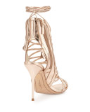 Lacey Lace-Up Gladiator Sandal, Rose