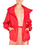 Long-Sleeve Zip-Front Parka, Red