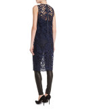 Kelissa Side-Slit Lace Tank w/Cami, Blue