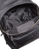 Leather Backpack w/Studded Trim, Black