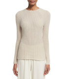 Blanca Ribbed Cashmere Sweater, Light Beige