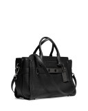 Swagger Pebbled Leather Satchel Bag, Black