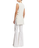 Sleeveless Ribbed-Knit Sweater, Soft White
