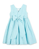 Sleeveless Gingham Seersucker Sundress, Turquoise, Size 2-6X