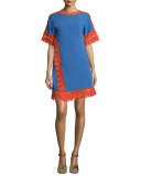 Marissa Lace Crochet Dress, Hudson Blue/Poppy Red 