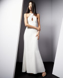 Sleeveless Twisted-Neck Keyhole Gown 