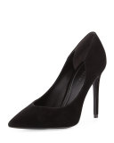 Abi Pointed-Toe Suede Pump, Black