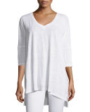 Dolman-Sleeve Boxy Organic Linen Tunic, Plus Size