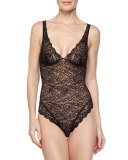 Celeste Sheer Lace Bodysuit, Black