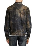 Compaction Dirty Denim Jacket with Patches, Indigo