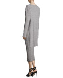 Ribbed Bateau-Neck Tunic, Heather Gray