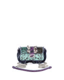 Baguette Micro Wave Crossbody Bag, Green/Teal/Blue/Purple