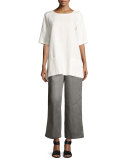Half-Sleeve Two-Pocket Linen Tunic 