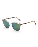 Terrazzo Sportivo Mirrored Sunglasses, Clear/Tortoise