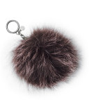 Large Fur Pompom Keychain, Silver