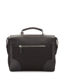 Runway Flap-Top Small Saffiano Briefcase, Black
