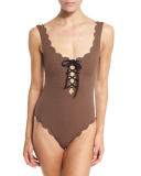 Palm Springs Scalloped Lace-Up Maillot