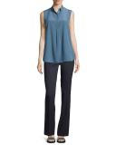 Button-Placket Slim-Fit Shell, Blue