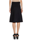 D-Ring A-Line Wrap Skirt, Blue/Black