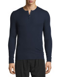 Ribbed Modal Henley T-Shirt, Navy