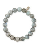 10mm Labradorite & Pave Diamond Bracelet