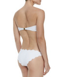 Antibes Scalloped Bandeau Swim Top, White