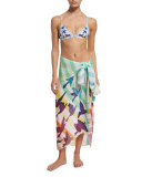 Prismatic Printed Triangle-Cup Swim Top