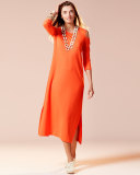 Cold-Shoulder A-line Jersey Maxi Dress, Poppy Orange, Plus Size