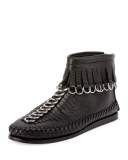 Montana Pebbled Leather Moccasin Bootie, Black