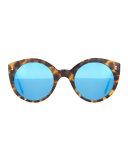 Palm Beach Cat-Eye Sunglasses, Tortoise/Blue