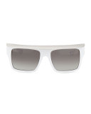 Shady Acetate Shield Sunglasses, White/Silver