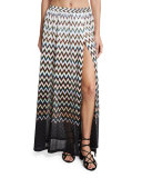 Zigzag Ombre Beach Maxi Skirt, Black