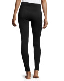 Faux-Suede Velour Leggings, Black