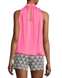 Hani Sleeveless Mock-Neck Top, Pink