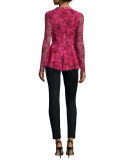 Long-Sleeve Rose-Print Cardigan 