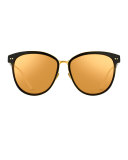 Square Two-Tone Sunglasses, Yellow Gold/Black