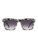 Milan Printed Square Sunglasses, Black/White