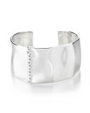 925 Glamazon Wide Uneven Cuff Bracelet w/Diamond Bezels