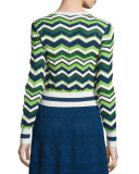 Zigzag Cropped Cardigan, Evergreen