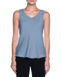 Silk Charmeuse Scoop-Neck Shell, Cornflower Blue