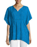 Eyelet Short-Sleeve Poncho