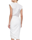 Cap-Sleeve Ruched Shirtdress 