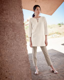 3/4-Sleeve Lattice-Trim Tunic