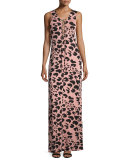 Jolene Sleeveless Lace-Up Maxi Dress, Jaguar Print