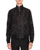Tonal Camo-Print Bomber Jacket, Black