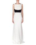 Ruloe Contrast Multi-Strap Back Gown, White/Black