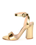 Tandi Metallic Ankle-Wrap 100mm Sandal, Gold