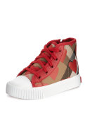 Warslow Heart-Print Check High-Top Sneaker, Infant