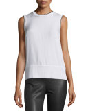 Abby Piped Crepe Tank, Bright White