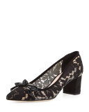 madelaine too lace block-heel pump, black